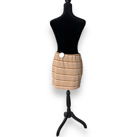 Luca + Grae NWT Bodycon Lined Lg Elastic Waist Woven Nude/Tan Stripe Mini Skirt - Picture 15 of 16